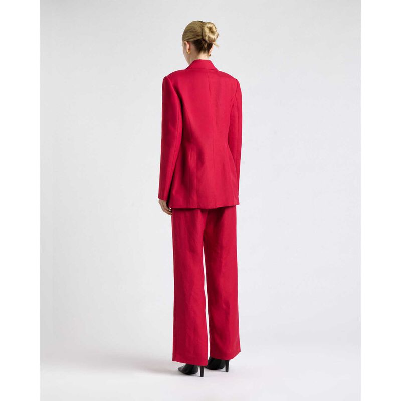 Cue Fuchsia Linen Blend Piped Blazer image number 1